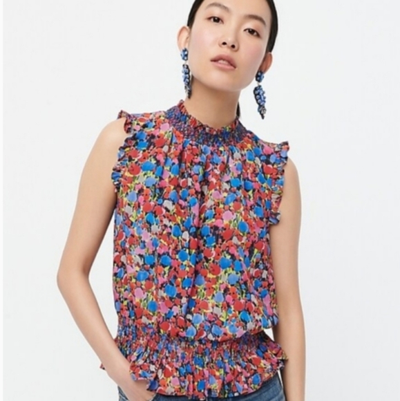 J. Crew Tops - NWOT, J.Crew Smocked Sleevless Floral Blouse